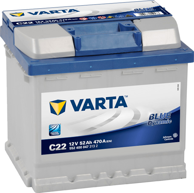 Varta Blue Dynamic 5524000473132 Autobatterien, C22, 12 V, 52 Ah, 470 A,  mit PKW : : Auto & Motorrad