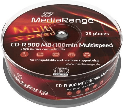 MediaRange CD-R 900MO 100min Multispeed cake box de 25 pièces