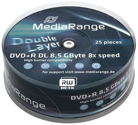 MediaRange DVD+R DL 8,5GO 240min 8x cake box de 25 pièces