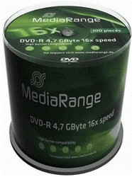 MediaRange DVD-R 4,7GO 120min 16x cake box de 100 pièces