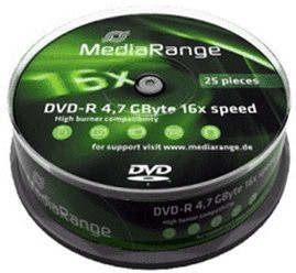 MediaRange DVD-R 4,7GO 120min 16x cake box de 25 pièces
