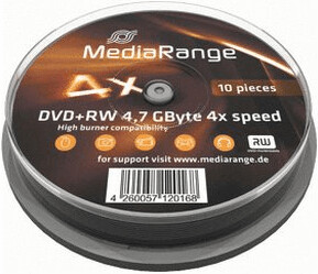 MediaRange DVD+RW 4,7GB 120min 4x 10pk Spindle