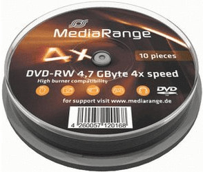 Photos - Other for Computer MediaRange DVD-RW 4,7GB 120min 4x 10pk Spindle 