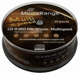 MediaRange CD-R 800MO 90min Multispeed cake box de 25 pièces