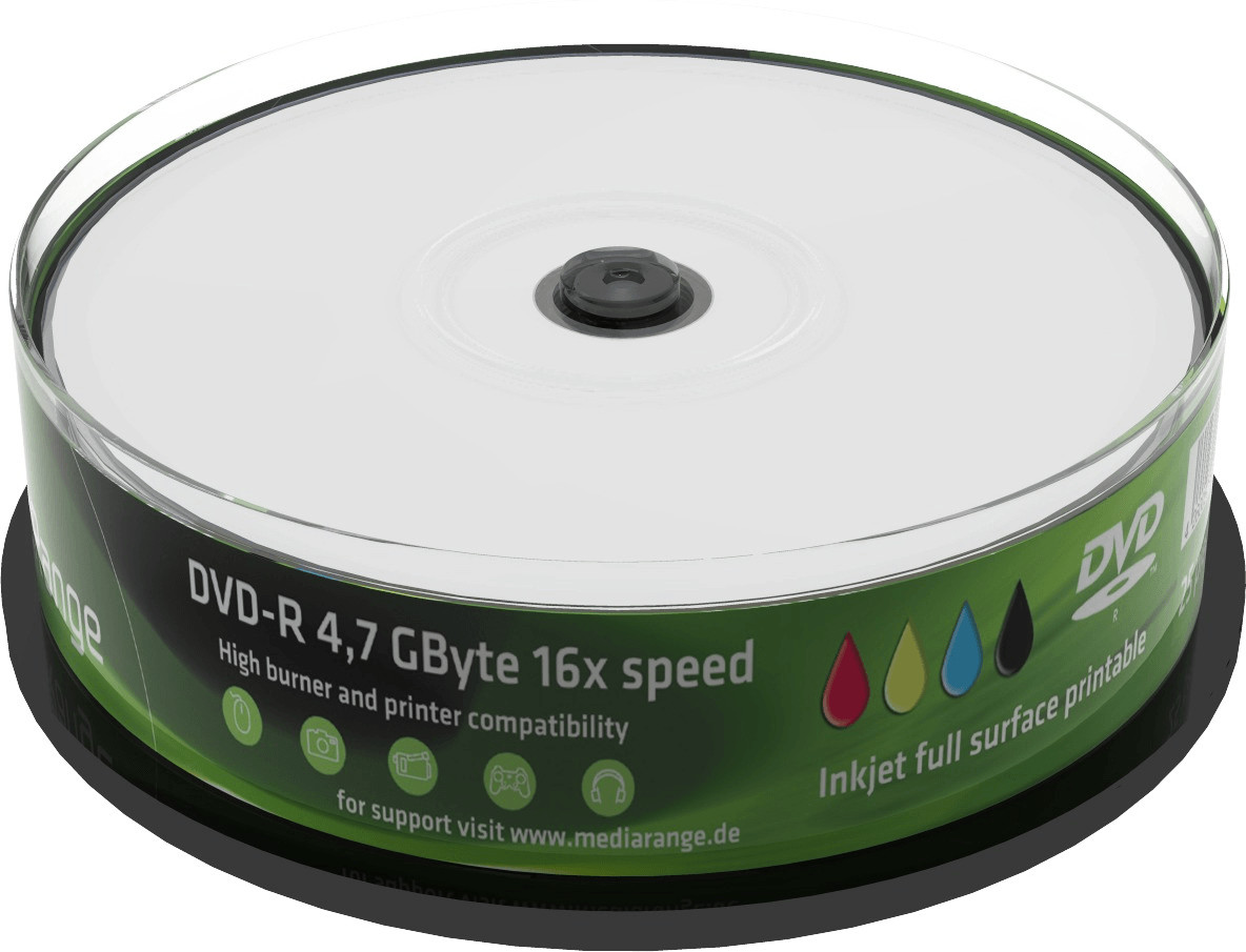 MediaRange DVD-R 4,7GO 120min 16x imprimable cake box de 25 pièces