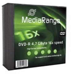 MediaRange DVD-R 4,7GO 120min 16x boîtier slim de 5 pièces