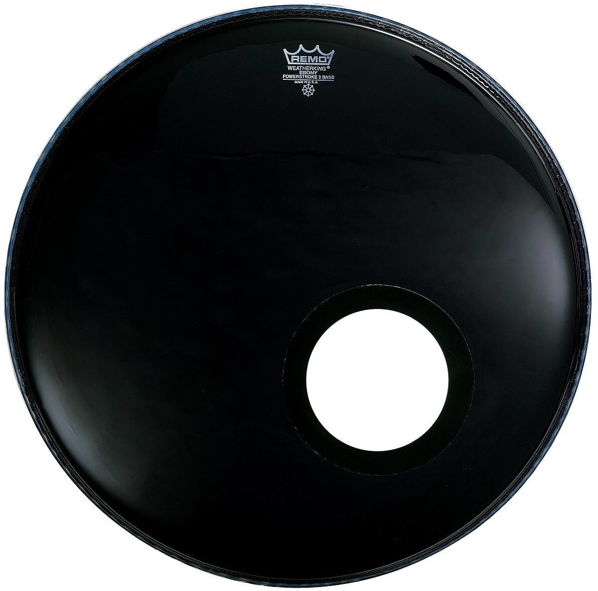 REMO Ebony Powerstroke 3 Bassdrum Pre-Cut Hole 22