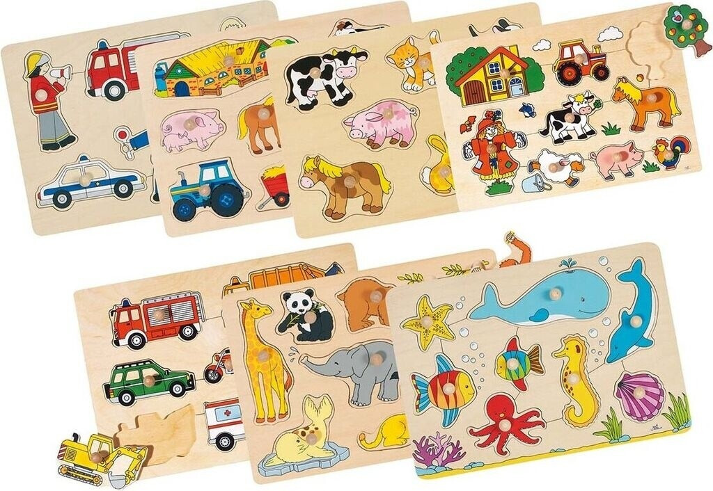Goki Puzzle en bois encastrement pompiers