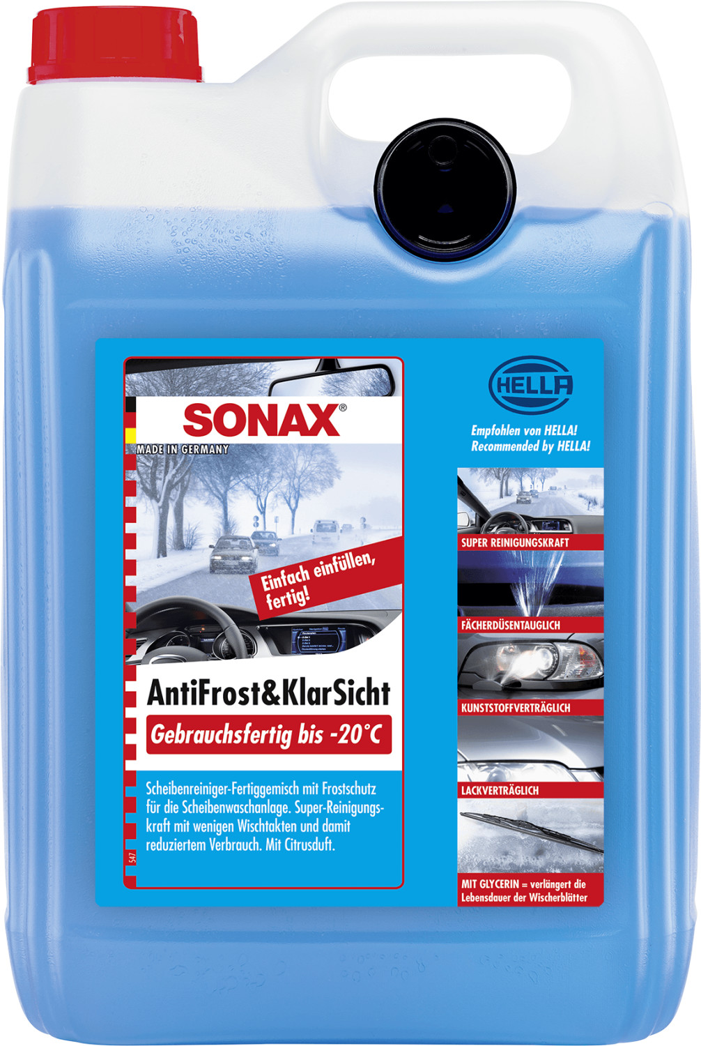 SONAX AntiFrost + Klarsicht Scheibenfrostschutz Konzentrat 5 Liter