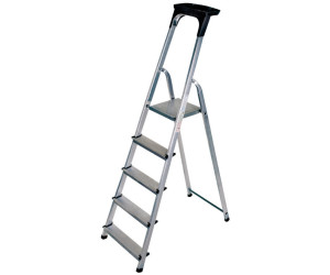 Brennenstuhl Haushaltsleiter aus Aluminium mit Arbeitsschale Alu-Stehleiter mit 6 Stufen, Traglast max. 150 kg