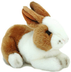 Anima Lapin couché blanc / brun 24 cm