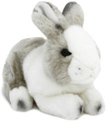 Anima Lapin couché blanc / gris 24 cm
