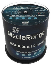 MediaRange DVD+R DL 8,5GO 240min 8x imprimable cake box de 100 pièces