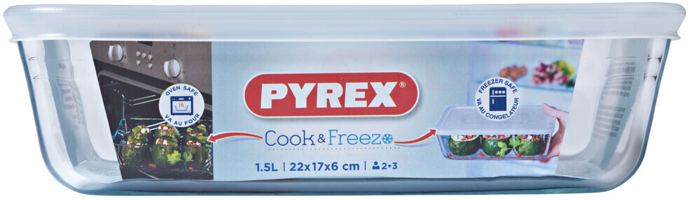 PYREX Pyrex plat rectangulaire avec couvercle turquoise 1,5l pas cher 