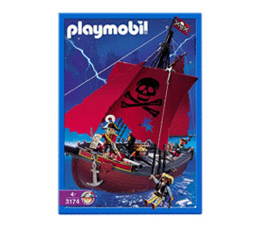 Playmobil Ersatzteil Zubehör 4424  Piratenschiff Segel rot mit Halterung Gerefft 