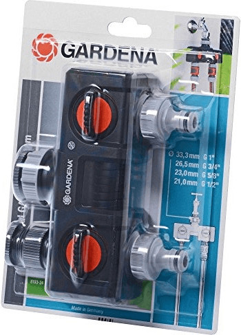GARDENA 2 voies Distributeur d'eau bidirectionnel (940-20), Raccord de  robinet Gris/Orange, Noir, Orange