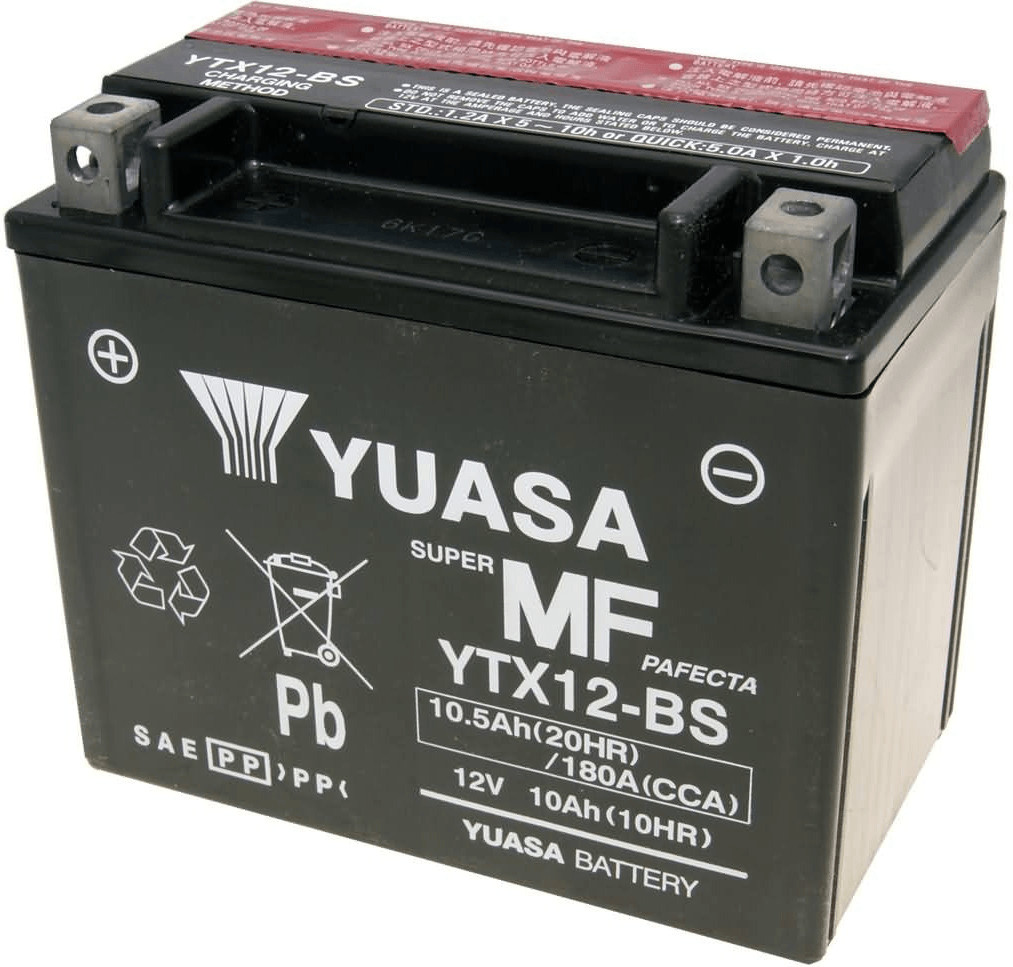 Batterie moto Yuasa 12V 10Ah sans entretien YTX12-BS / GTX12-BS / YTX12 - Batteries  Moto