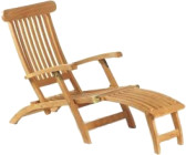DIVERO Liege Stuhl Deckchair "Florentine" Steamer Chair Teak Auflage dunkelgrün 