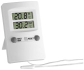 Fackelmann Wetterstation Funk mit Außensensor Tecno, kabelloses Thermometer  in modernen weißen Design, Digitaler Wecker mit großem Display 