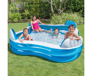 INTEX Swim Center Lounge Family Swimming Pool mit Getränkehalter Blau 