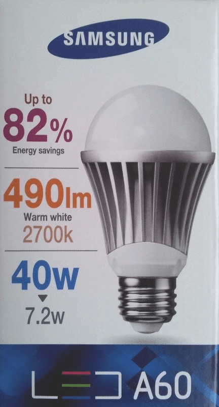Samsung LED 7,2W E27 blanc chaud 135° 490lm