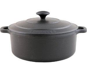 Chasseur Cast iron round casserole with lid, 22cm, 3.0l, matt black