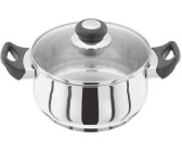 Judge Vista Draining J305EA Stainless Steel Non-Stick Large Saucepan with Pouring Lip 16cm 1.5L 25 Year Guarantee Shatterproof Glass Strain & Pour Lid Oven Safe Induction Ready 