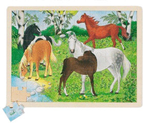 Goki Puzzle en bois les poneys