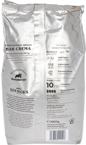 Joerges Gorilla Bar Crema Bohnen (1 kg), Bild 8