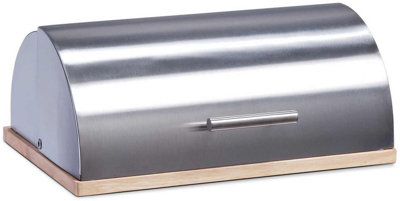 Zeller Bread Bin Stainless Steel and Rubber Plant Wood (20475)