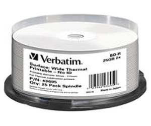 Verbatim BD-R 25GB 135min 2x Wide Thermo Printable printable 25pk Spindle