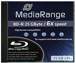 MediaRange BD-R 25GO 135min 6x boîtier plastique de 1 pièce