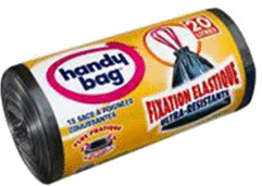 Handy Bag Sacs à poignees coulissantes 20 litres, fixation elastique, 15 pièces