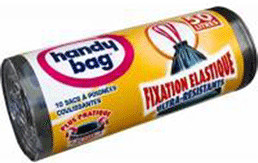 Handy Bag Sacs à poignees coulissantes 50 litres, fixation elastique, 10 pièces