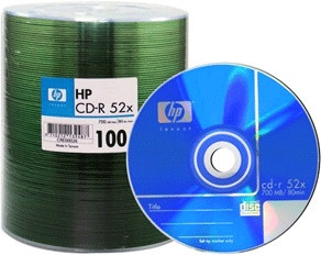 HP CD-R 700MO 80min 52x Shrink cake box de 100 pièces