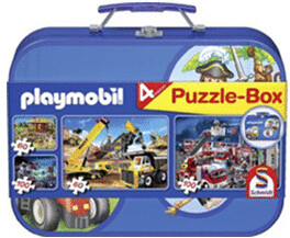 Schmidt Playmobil - Boîte métal de 4 puzzles
