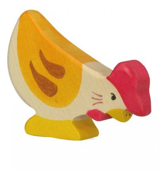 Holztiger Poule qui picore