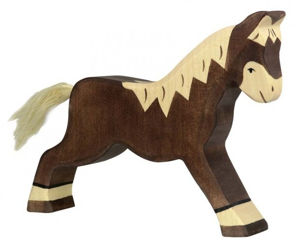 Holztiger Cheval marron foncé marchant