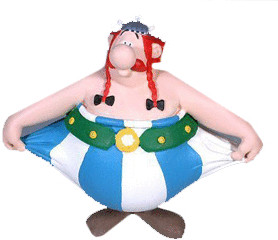 Plastoy Obélix tenant son pantalon
