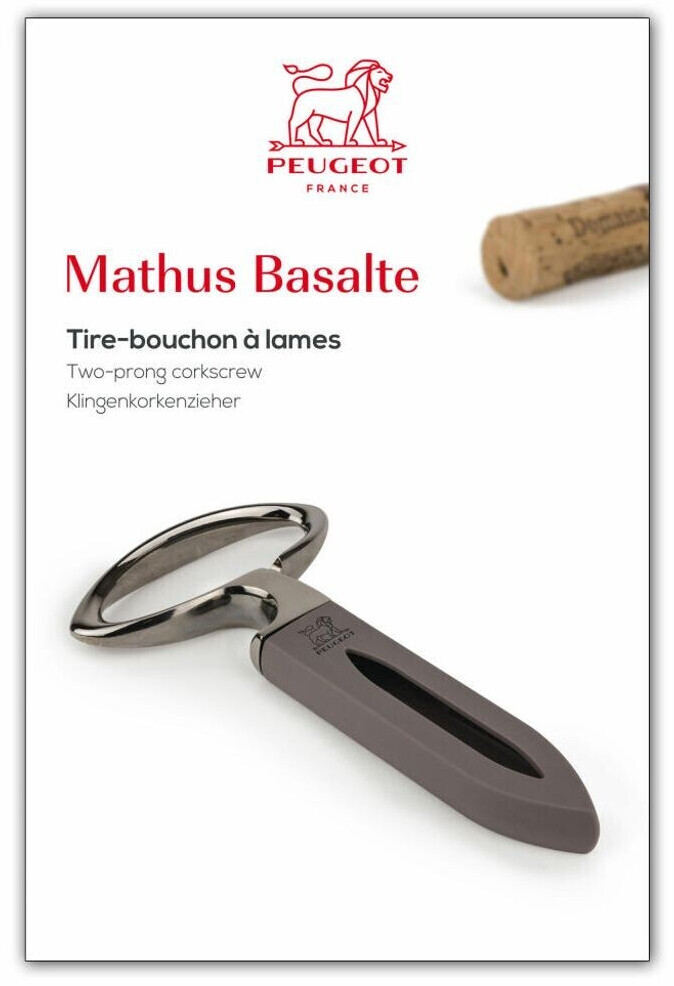 Tire-bouchon bilame MATHUS basalte avec étui - Peugeot