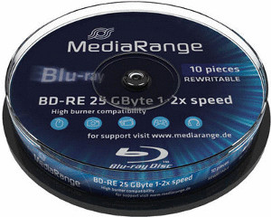 MediaRange BD-RE 25GB 135min 2x 10pk Spindle