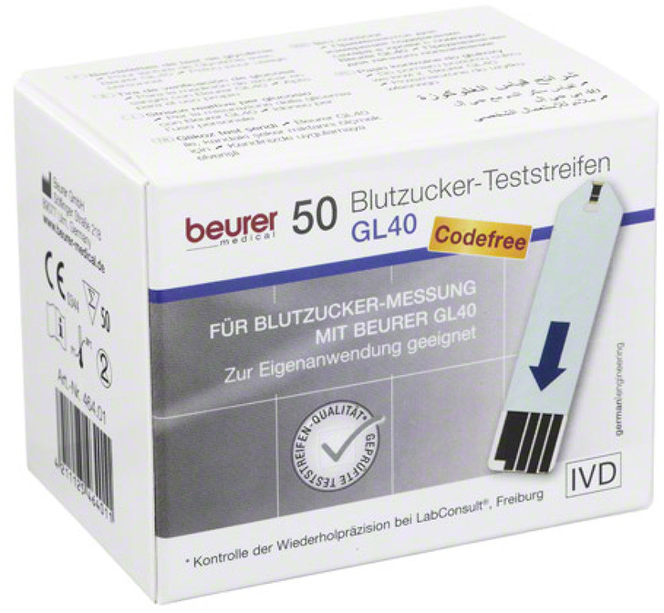 Beurer GL 40 Blutzuckerteststreifen (50 Stk.)