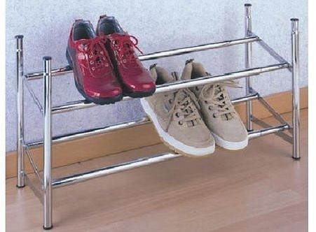 WENKO Support chaussures, porte chaussures mural à suspendre avec 6  compartiments pour 18 paires de chaussures, rangement et organisation dans  la maison, métal, 59x151x14 cm, chromé