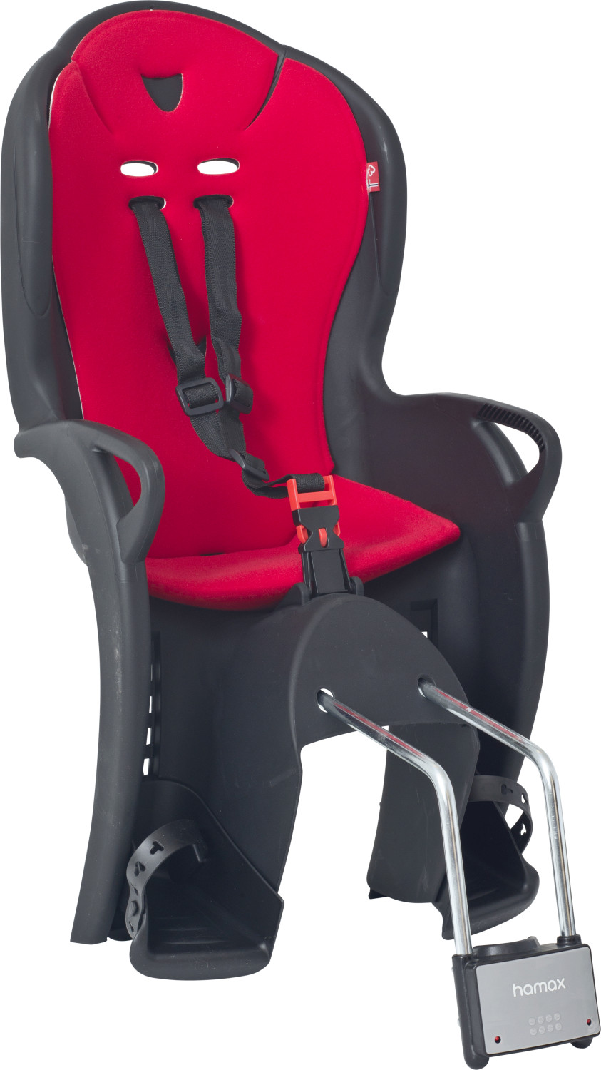 HAMAX  Siège Porte-bébé Kiss suspendu noir/ coussin rouge - Alibabike