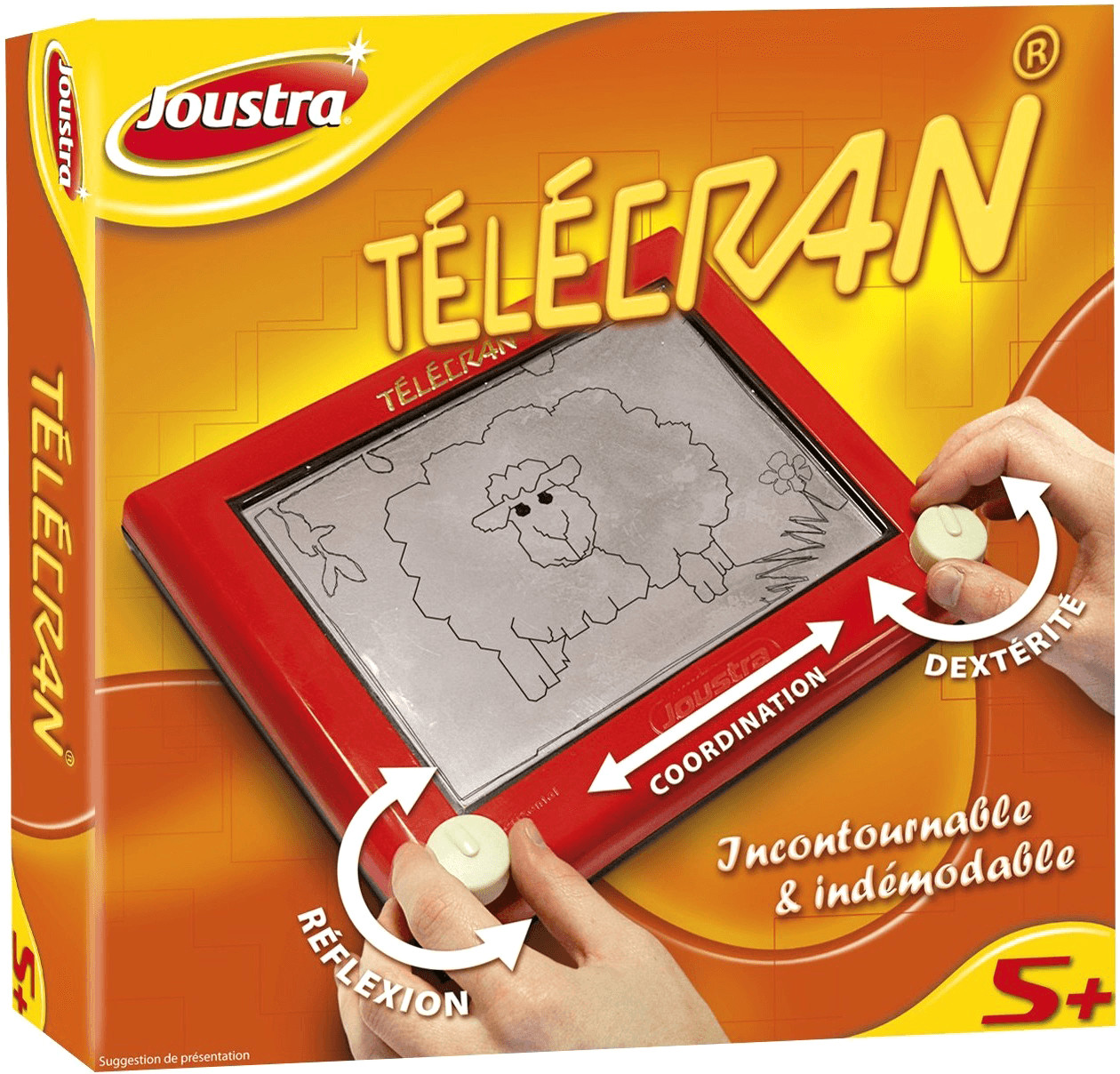 Joustra Ardoise Magique Telecran Original pour Dessiner à l'Infini-Enfants  dès 5 ans-Format 19X19 cm-Coloris Rouge, J41404, Multicolore
