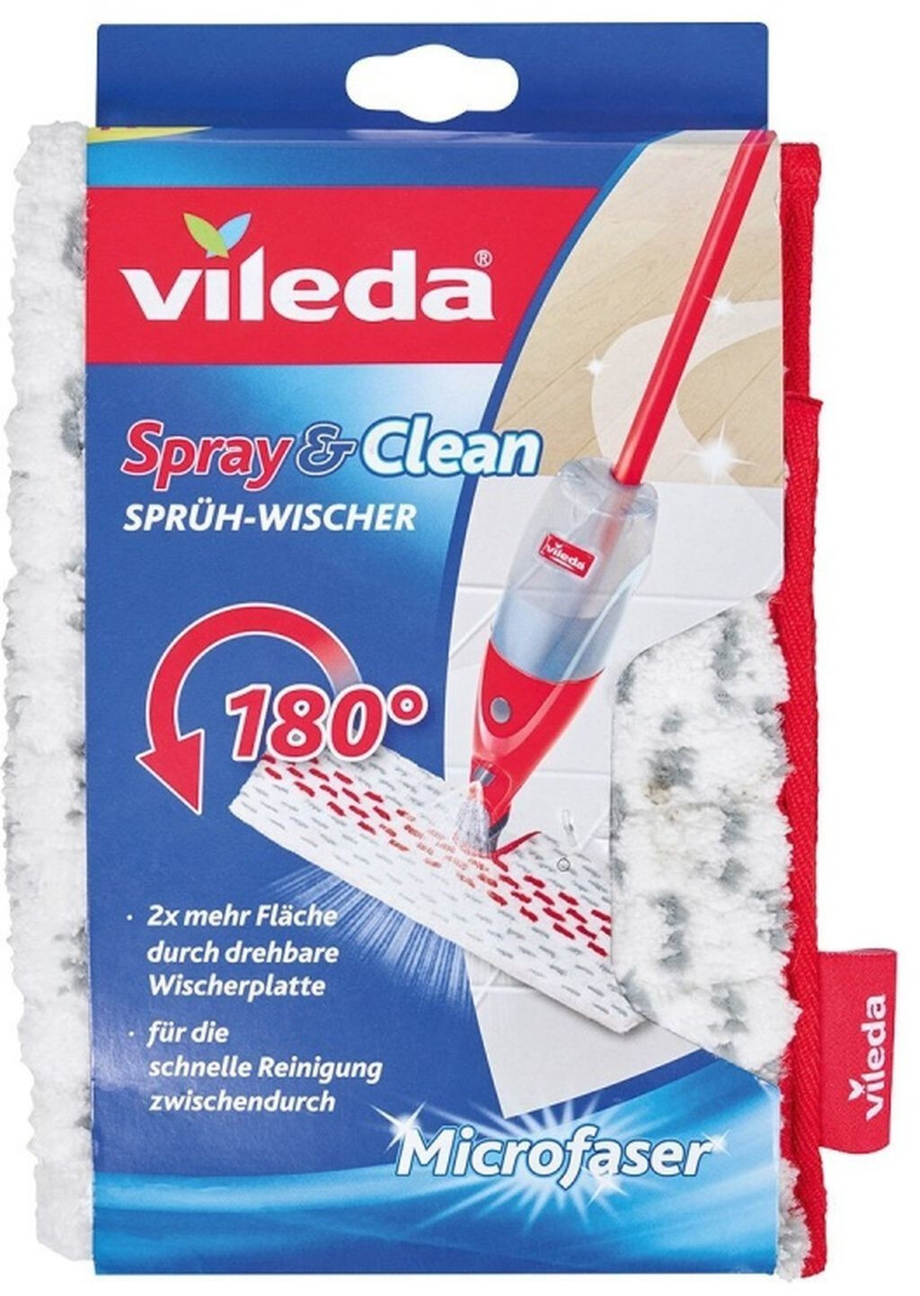 vileda Vileda 1.2 Spray Max balai à franges et balai-éponge Microfibre,  Plastique Sec&humide Rouge, Blanc