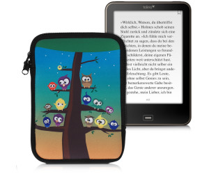 kwmobile Tasche für Tablet/eReader L Vögel AST Design Mehrfarbig Pink Schwarz 10 24,5 x 17 cm Innenmaße Neopren Schutztasche Hülle Tablets e-Reader Case Schutzhülle