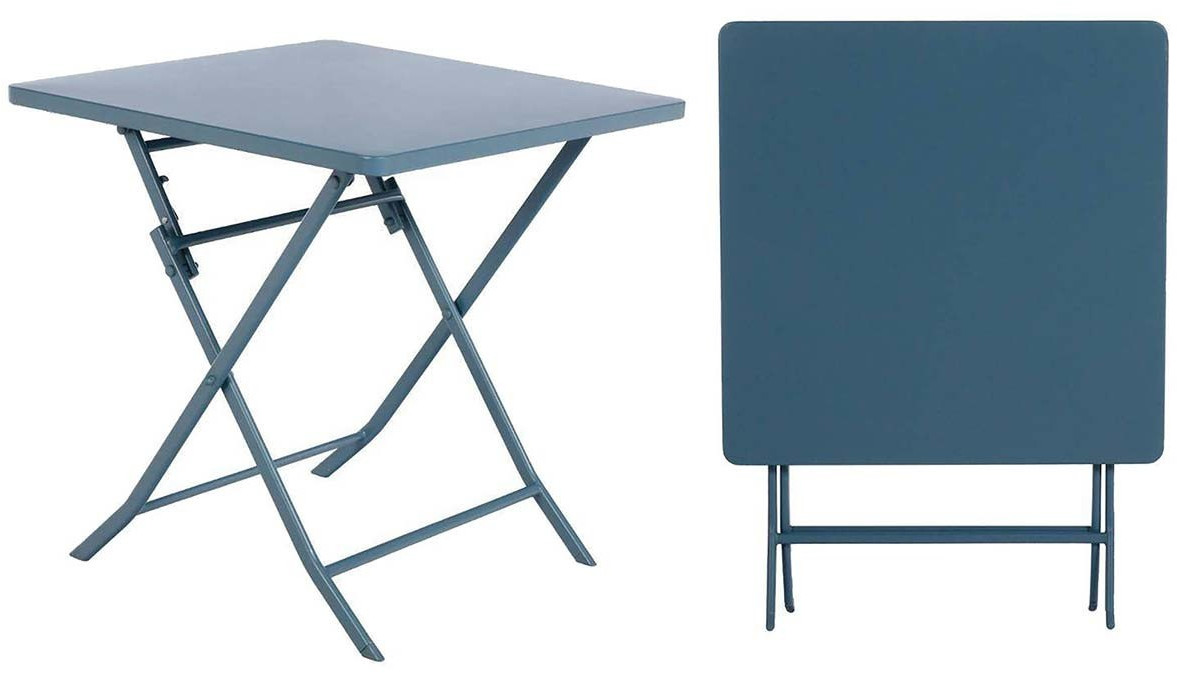 Hespéride Table de jardin pliante carrée Greensboro 2 places bleu orage