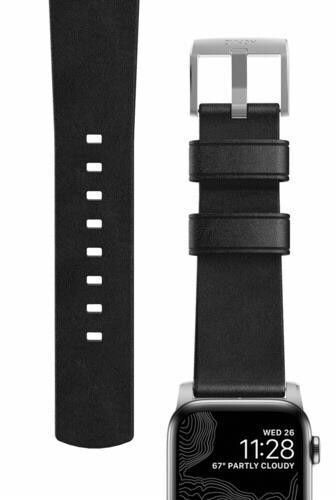 Nomad Goods Apple Watch Modern Strap Silver Hardware Black
