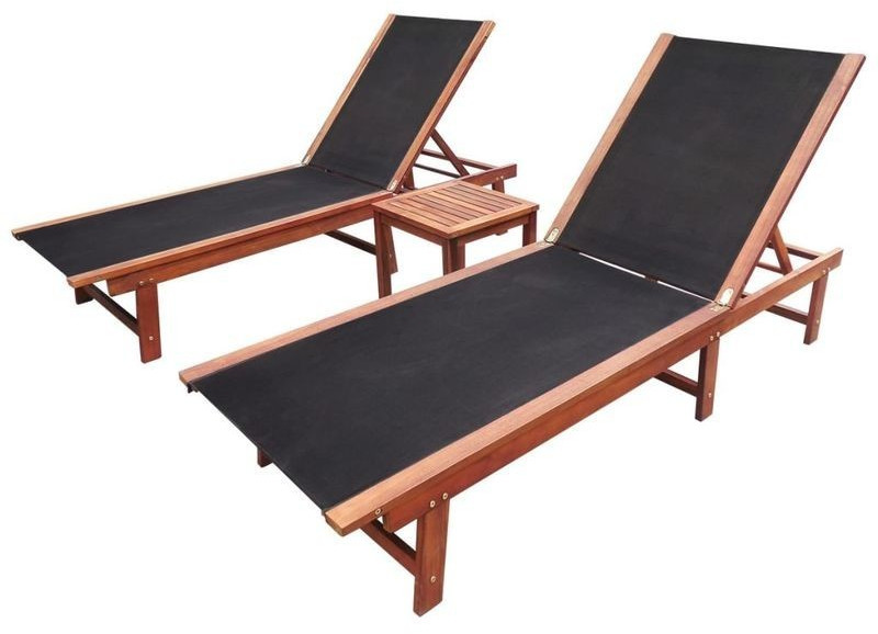 VidaXL Set de 2 chaises longues avec table en acacia